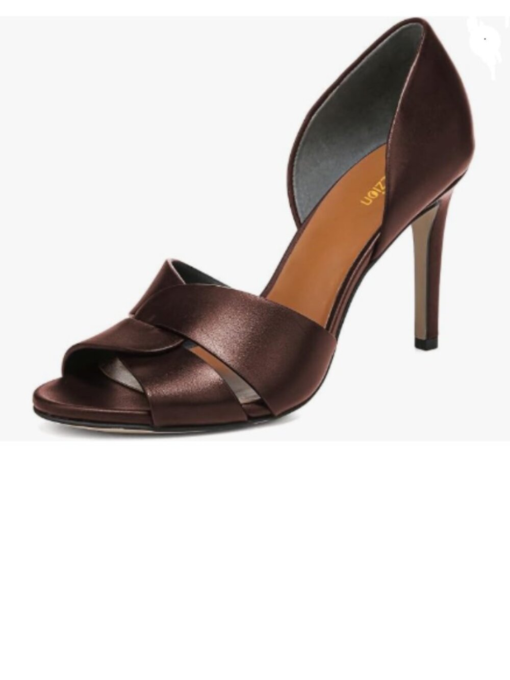Pazzion Brown Sexy Open Toe High Heeled D'Orsay Pump Slip On Two Piece Sandal